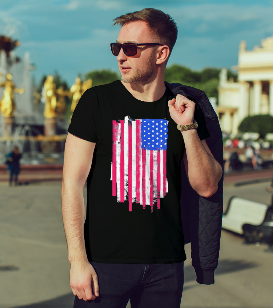 American Distressed USA Flag Patriotic T-Shirt
