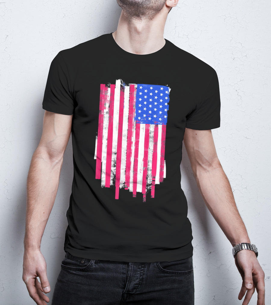 American Distressed USA Flag Patriotic T-Shirt