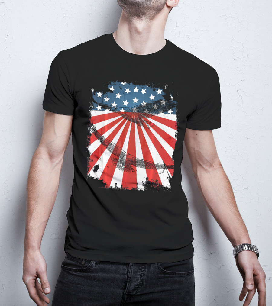 Patriotic Bald Eagle American Flag T-Shirt