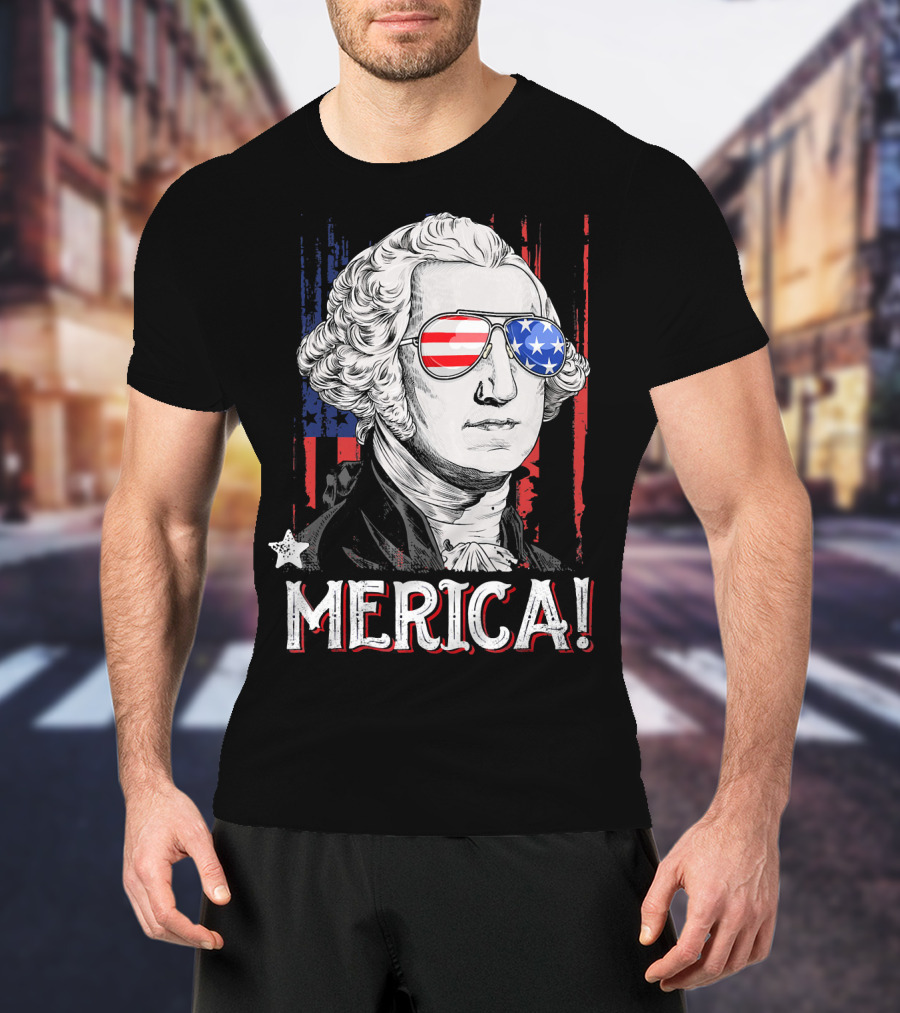 Star-Spangled George Washington Cool Shades Merica T-Shirt