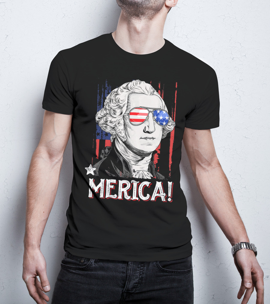 Star-Spangled George Washington Cool Shades Merica T-Shirt