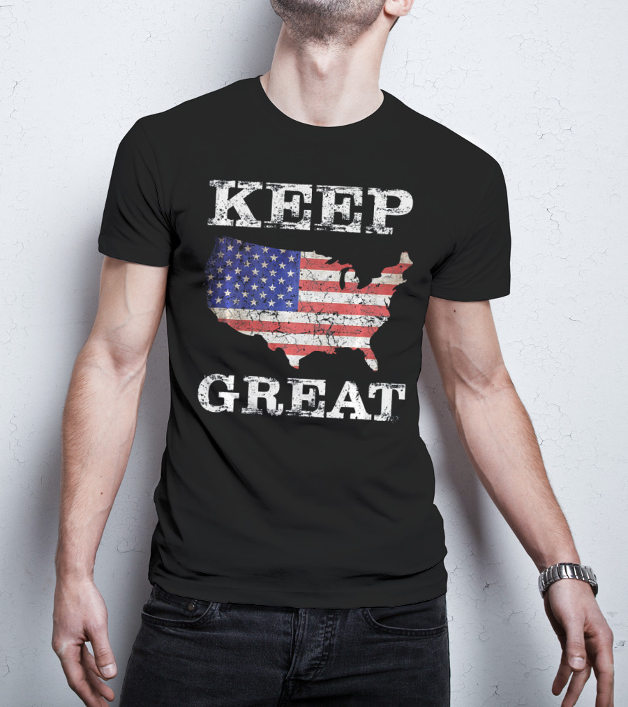 Keep America Great Vintage Patriot Map Flag T-Shirt