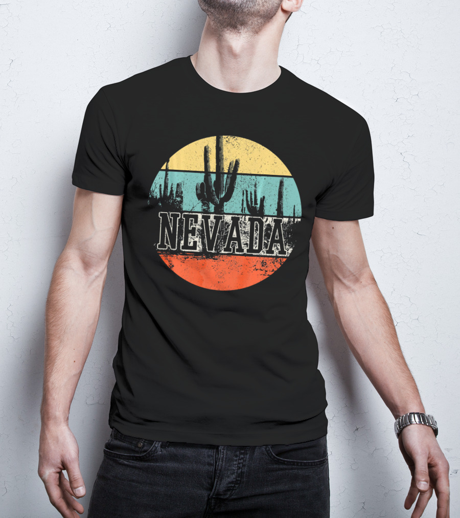 Nevada USA Cactus Desert Vintage Sunset T-Shirt