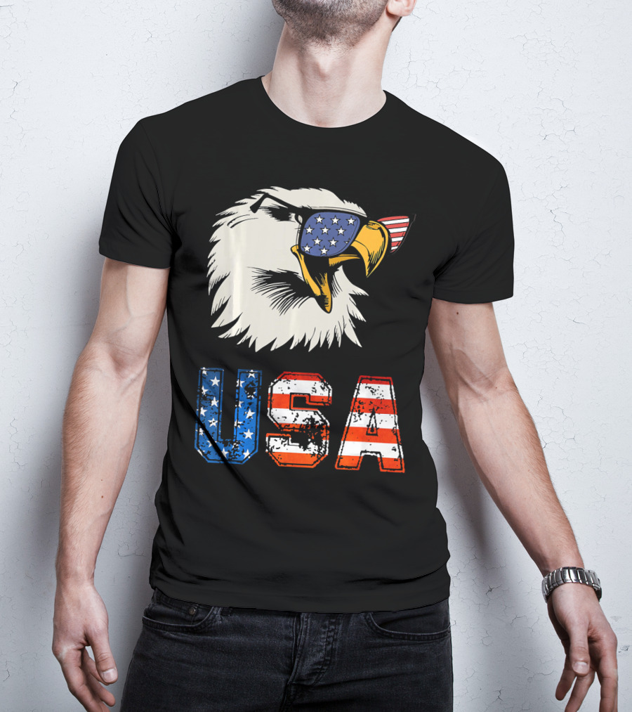 USA Patriotic Eagle American Eagle Flag Sunglasses T-Shirt