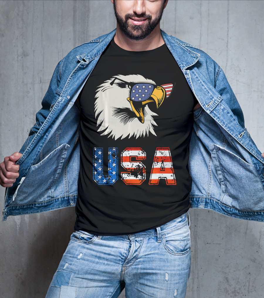 USA Patriotic Eagle American Eagle Flag Sunglasses T-Shirt