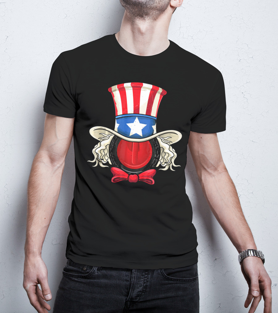 American Flag Curling Stone Uncle Sam Hat Patriotic T-Shirt