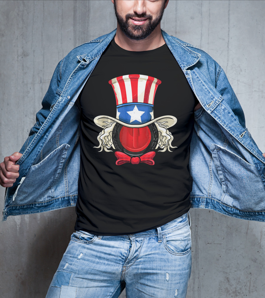 American Flag Curling Stone Uncle Sam Hat Patriotic T-Shirt
