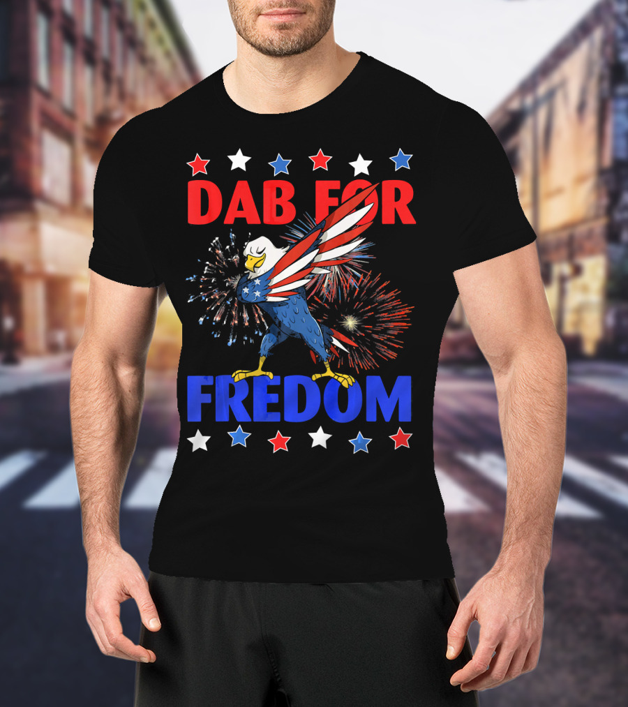 Dab For Freedom Patriotic Dabbing Eagle Firework Extravaganza T-Shirt