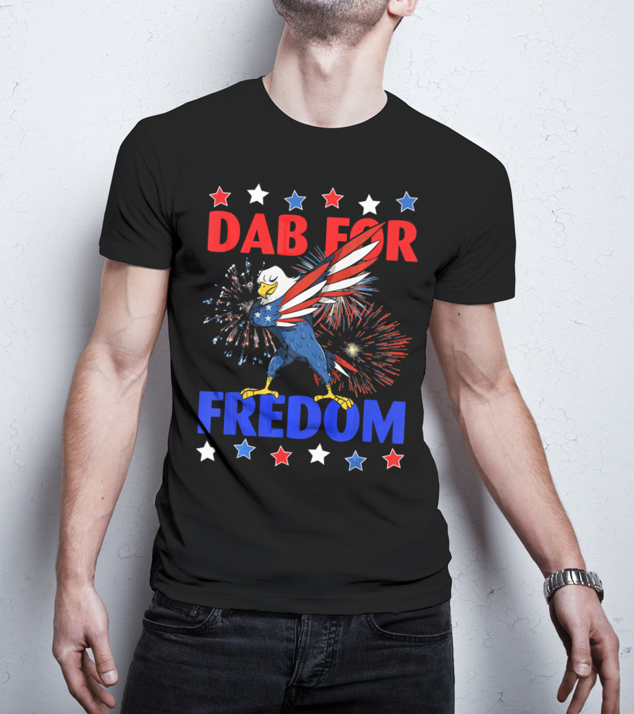 Dab For Freedom Patriotic Dabbing Eagle Firework Extravaganza T-Shirt