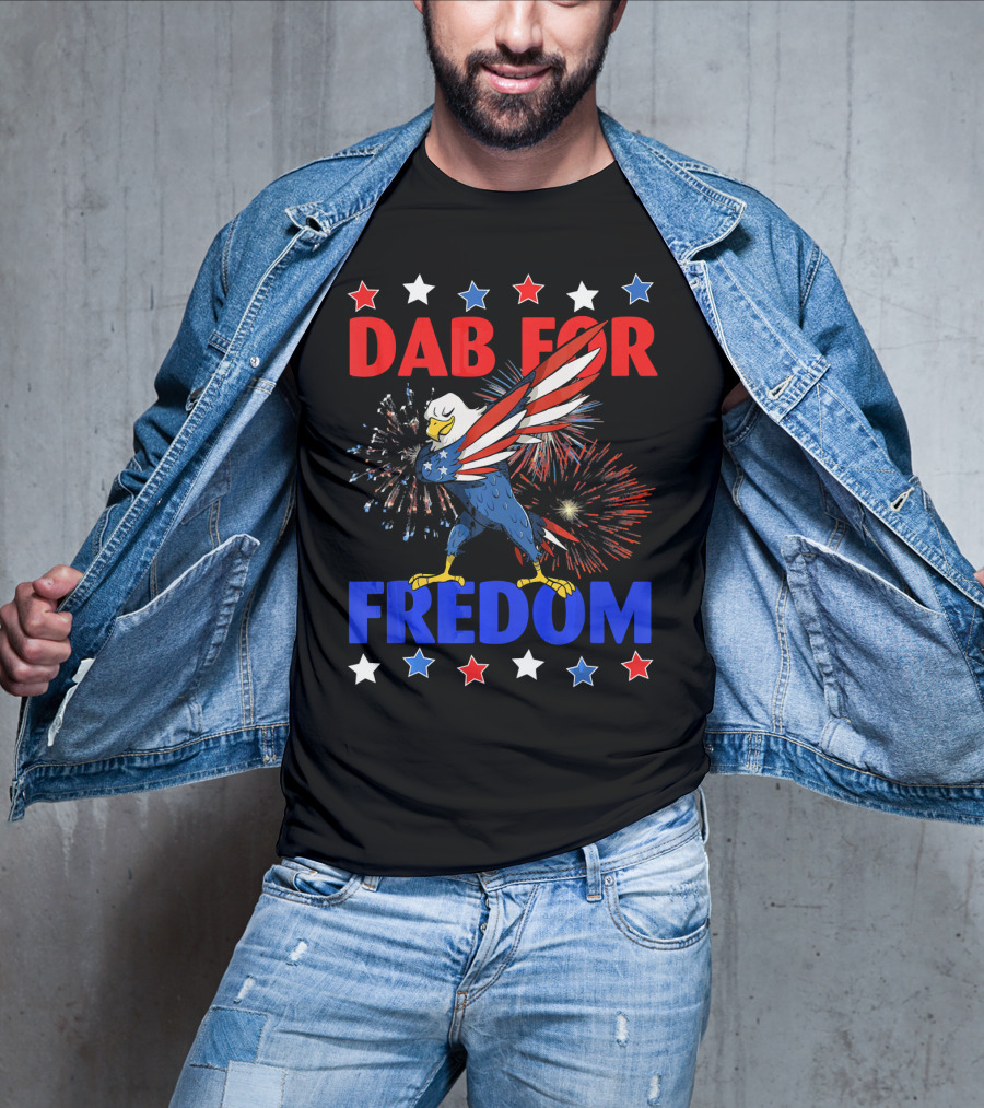 Dab For Freedom Patriotic Dabbing Eagle Firework Extravaganza T-Shirt