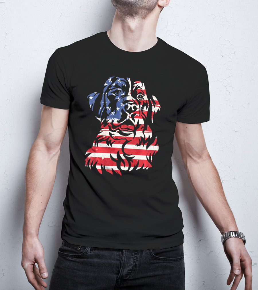 Funny Bernese Mountain Dog American Flag T-Shirt