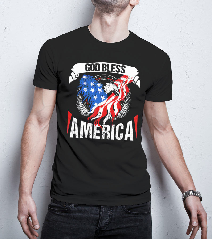 God Bless America Eagle Patriotic Stars And Stripes Wings T-Shirt