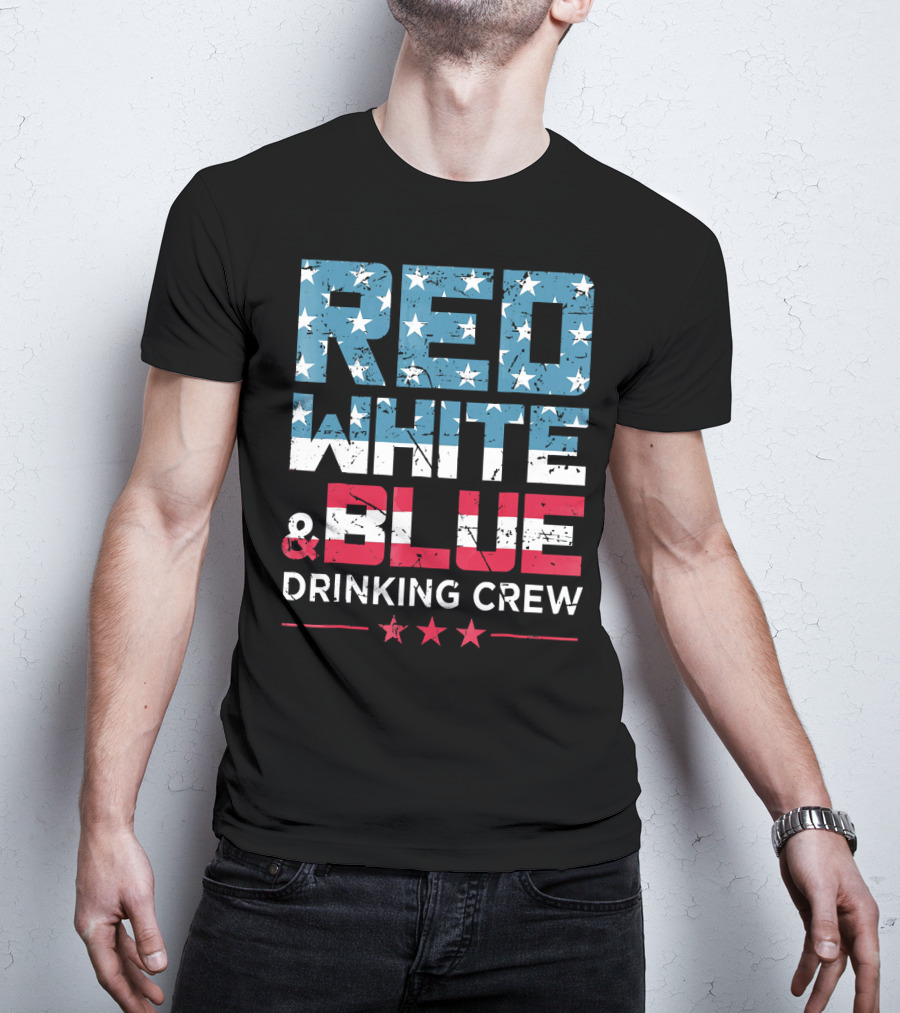 RED WHITE And BLUE DRINKING CREW T-Shirt