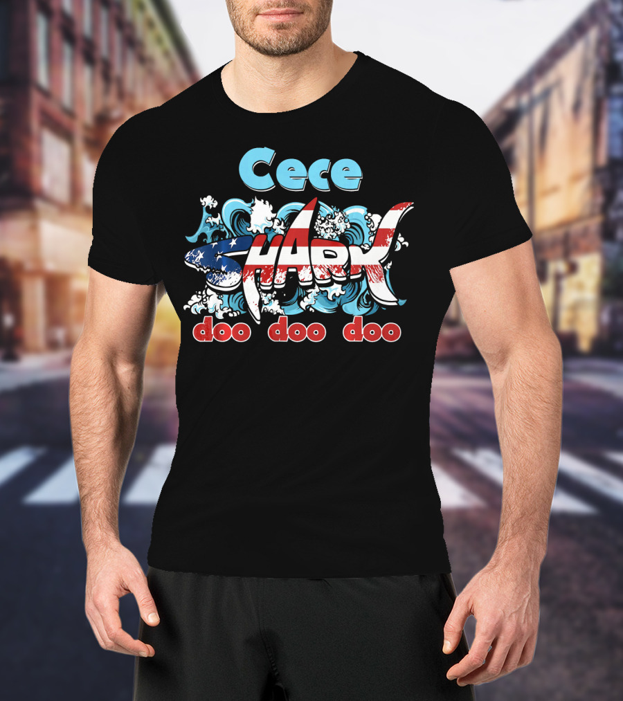 Cece Shark American Flag Doo Doo Doo T-Shirt