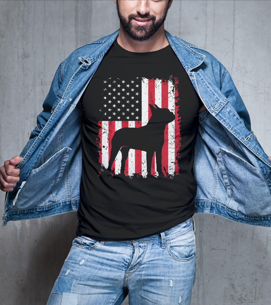 Boston Terrier American Flag Independence Day T-Shirt