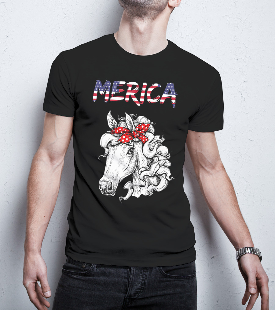 Merica Horse Bandana Independence Day T-Shirt