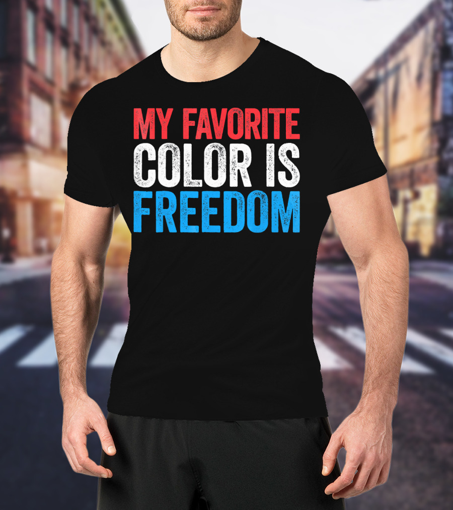 My Favorite Color Is Freedom Pixelated Patriotic T-Shirt