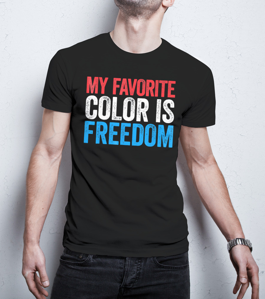 My Favorite Color Is Freedom Pixelated Patriotic T-Shirt