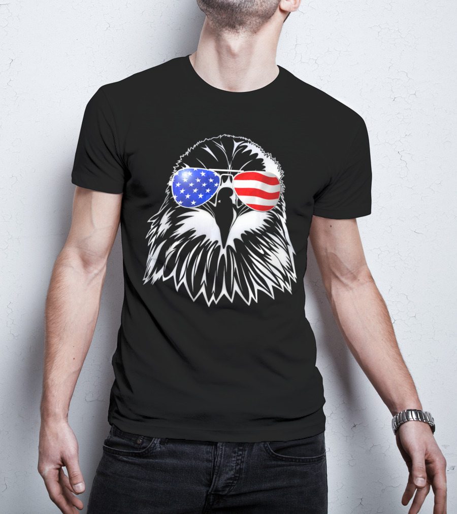 American Flag Eagle With USA Sunglasses T-Shirt
