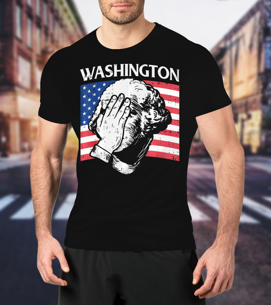 Washington Facepalm American Flag Background T-Shirt