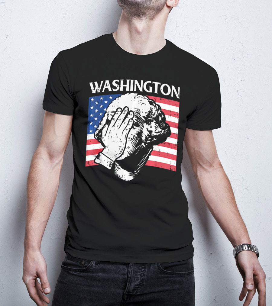 Washington Facepalm American Flag Background T-Shirt