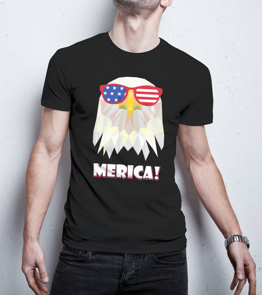 Merica Eagle With American Flag Sunglasses T-Shirt