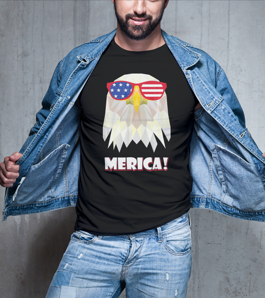 Merica Eagle With American Flag Sunglasses T-Shirt