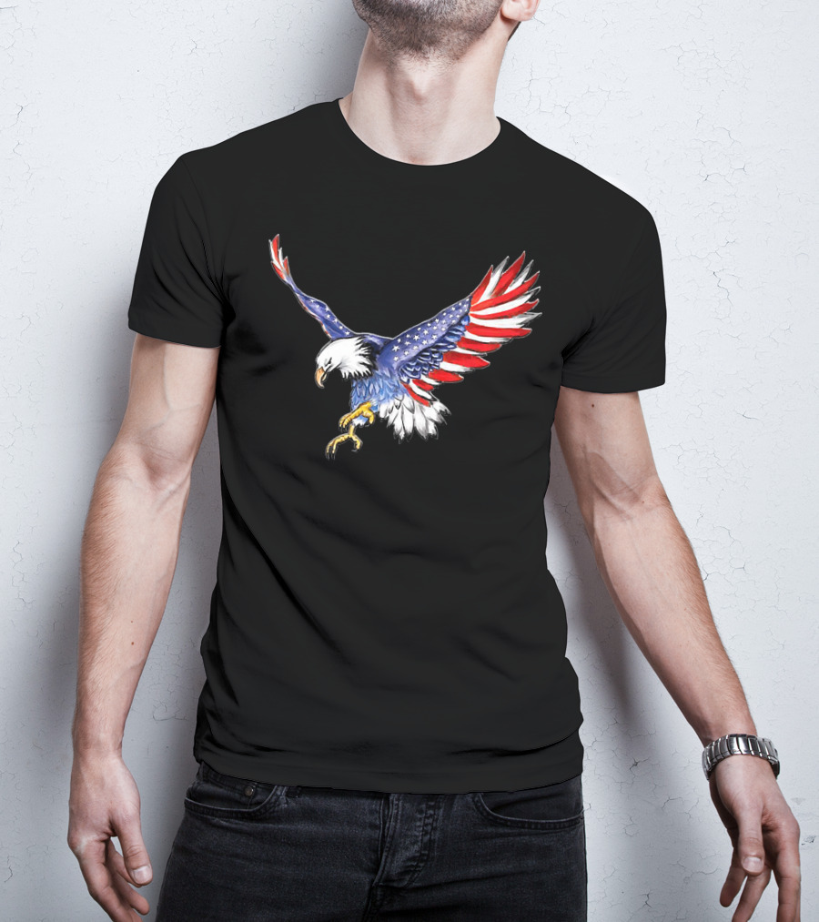 USA Flag Bald Eagle American Flag Wings T-Shirt