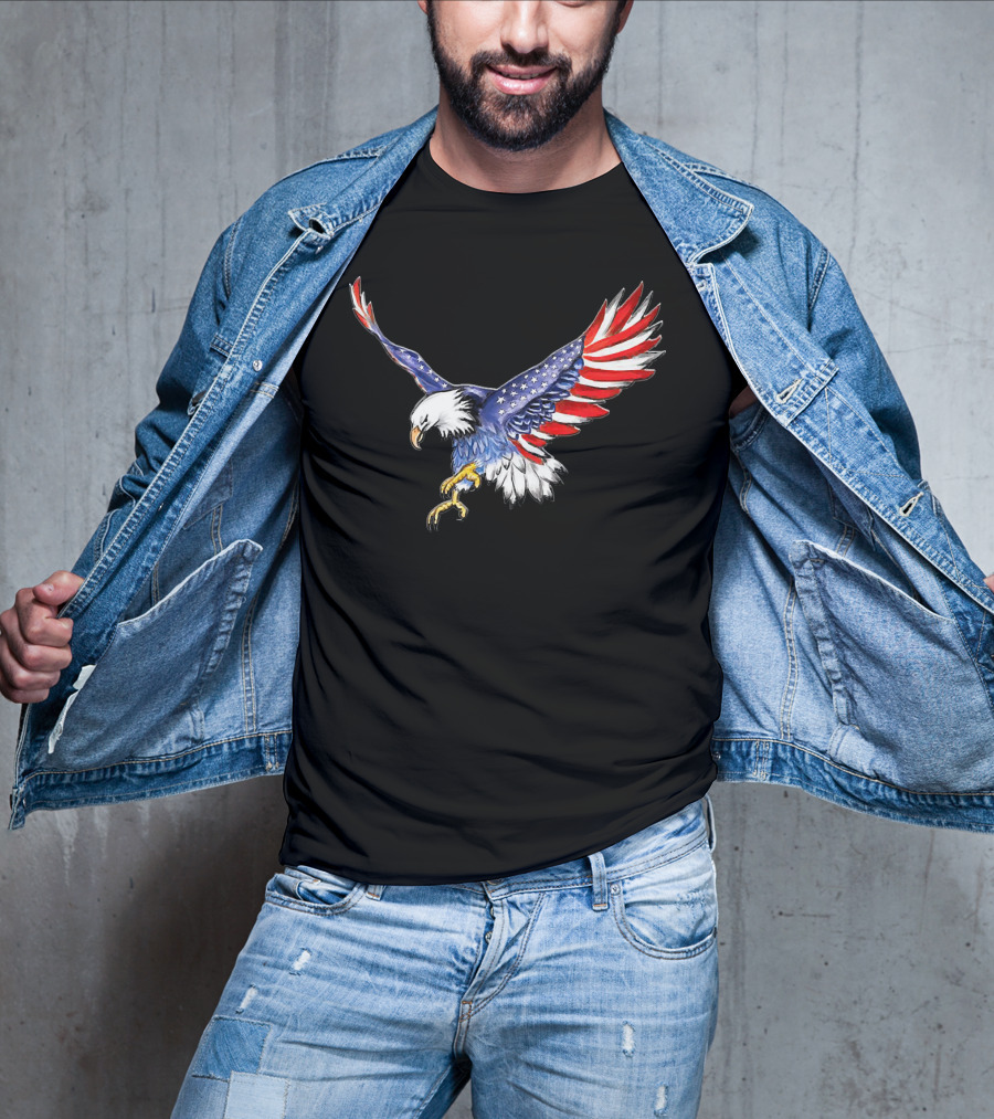 USA Flag Bald Eagle American Flag Wings T-Shirt