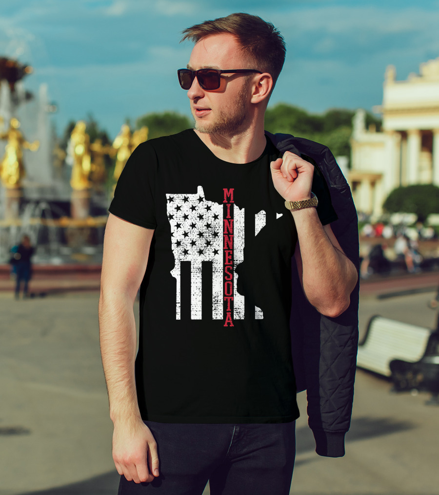 Minnesota USA Flag Vintage Retro America State Map T-Shirt