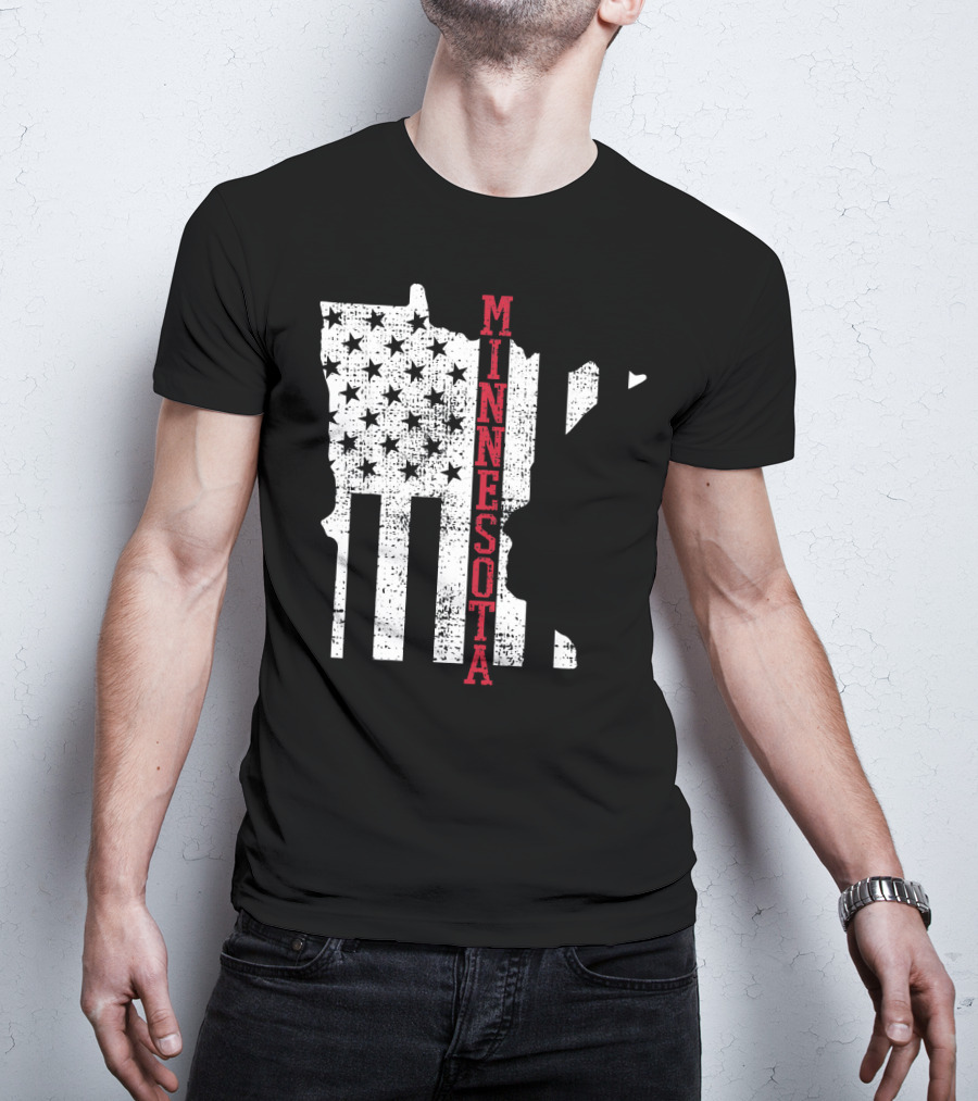 Minnesota USA Flag Vintage Retro America State Map T-Shirt