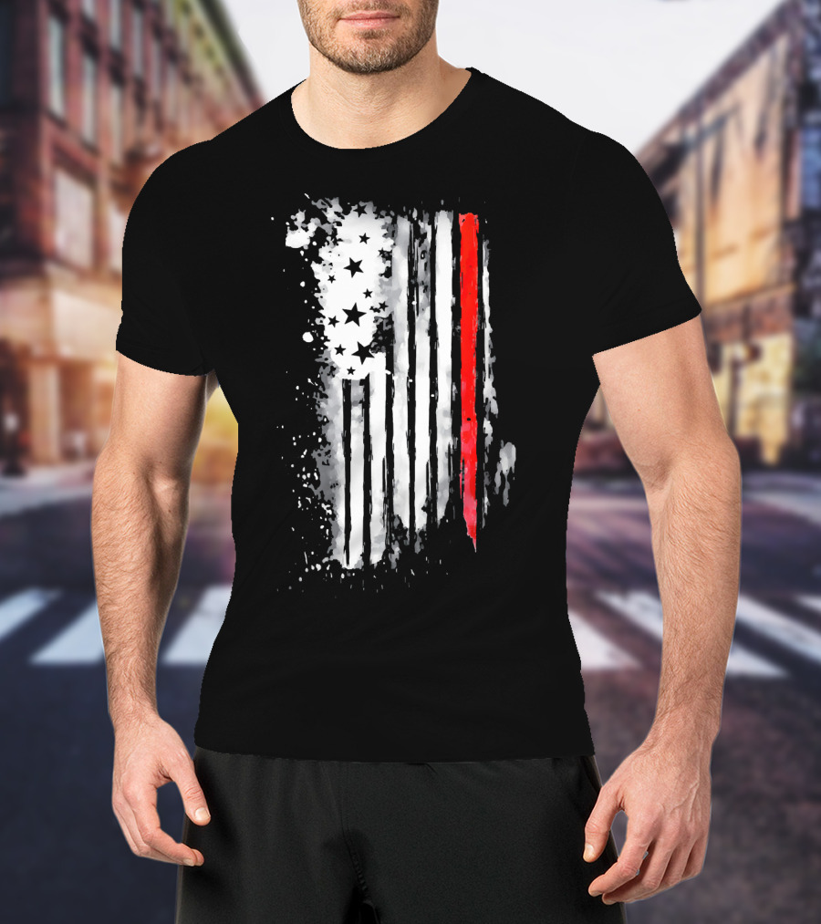 Thin Red Line American Flag Firefighter Fir USA T-Shirt
