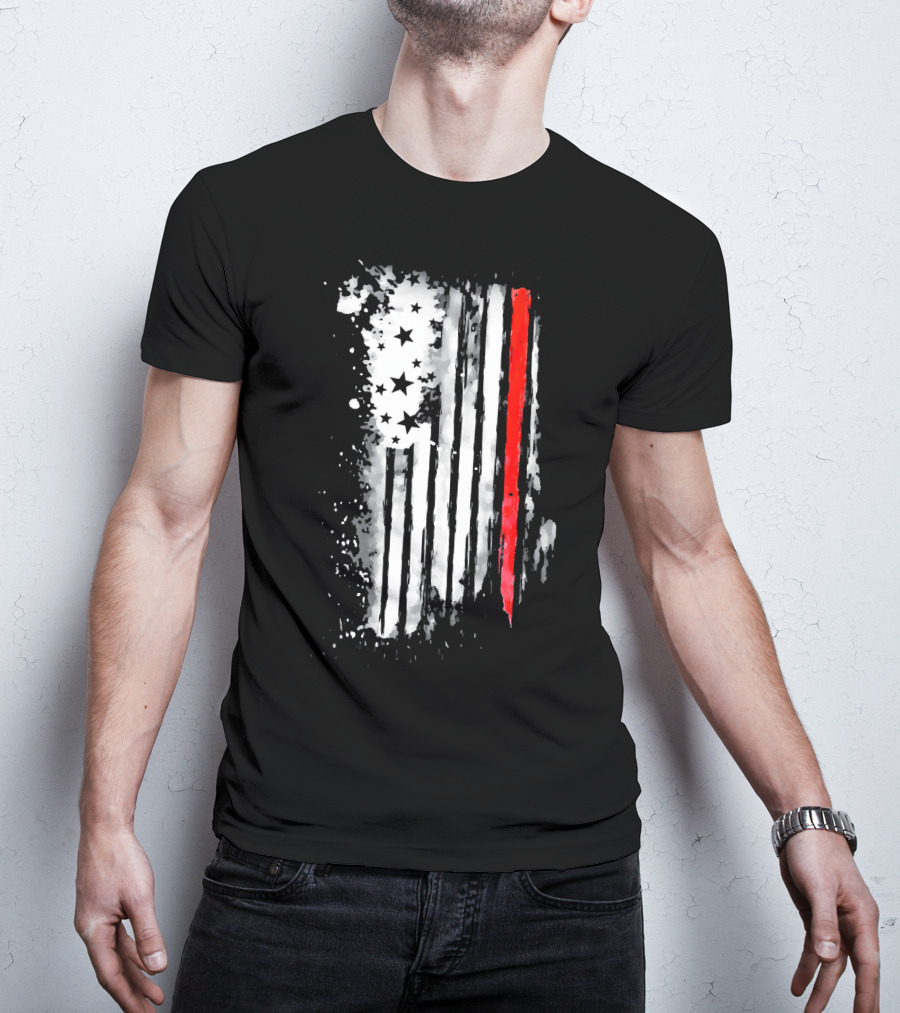 Thin Red Line American Flag Firefighter Fir USA T-Shirt