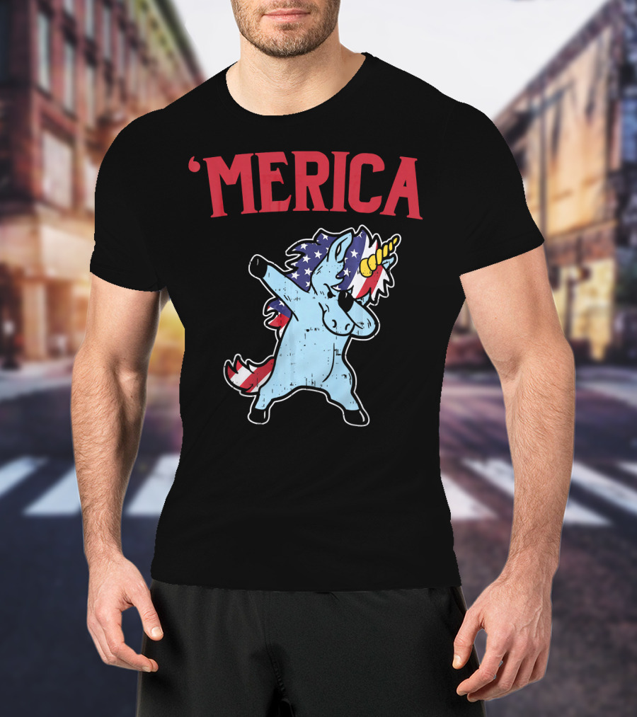 'Merica Unicorn Dabbing Americorn U T-Shirt