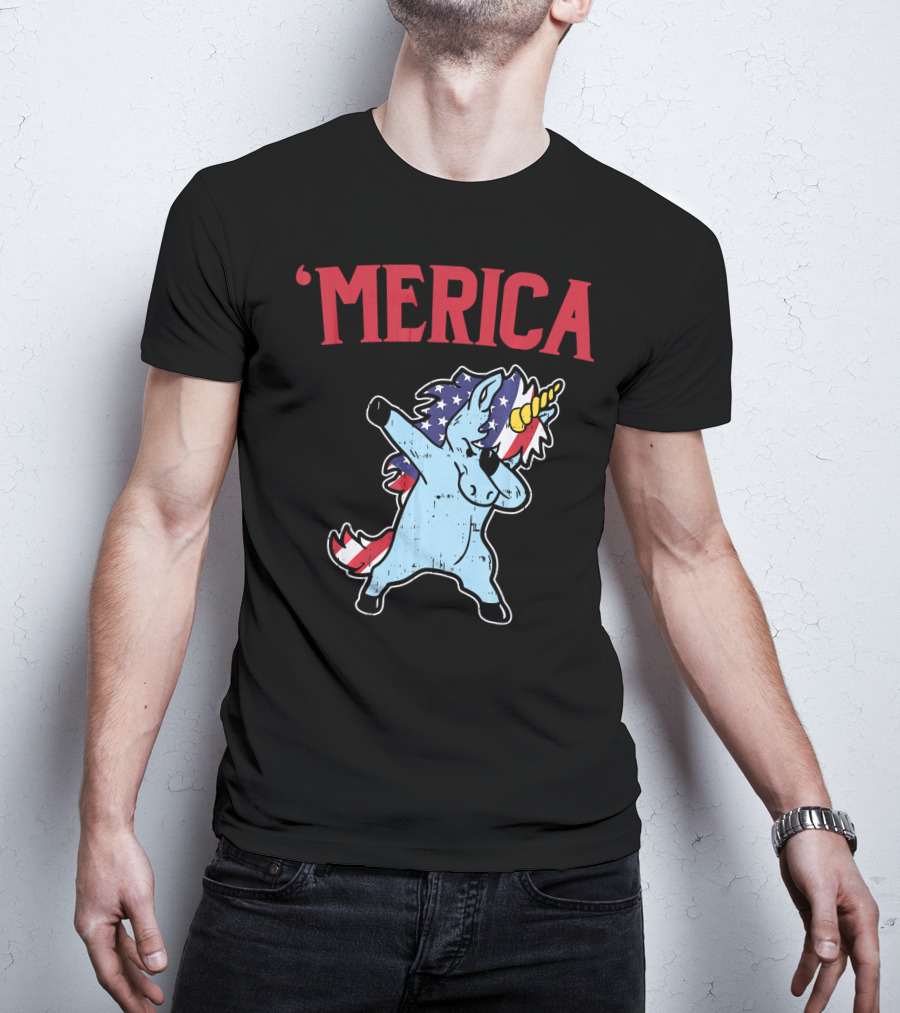 'Merica Unicorn Dabbing Americorn U T-Shirt