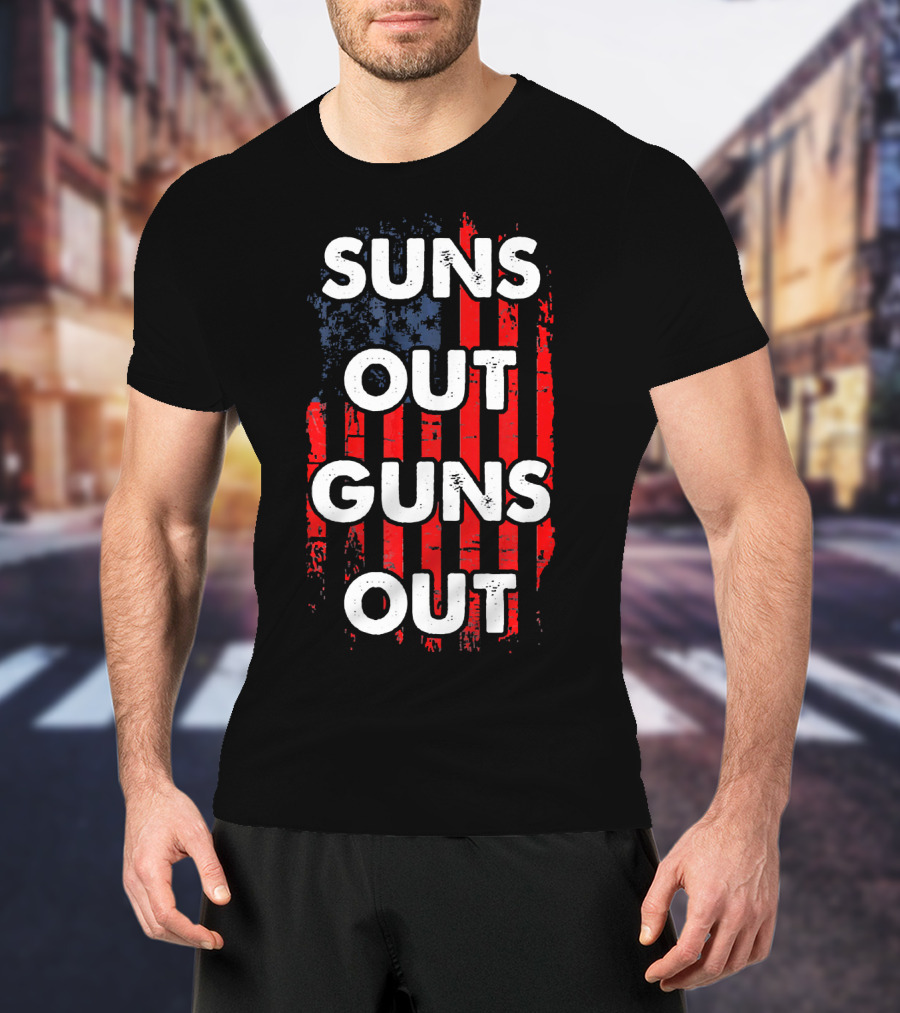 Suns Out Guns Out USA Flag Suns T-Shirt