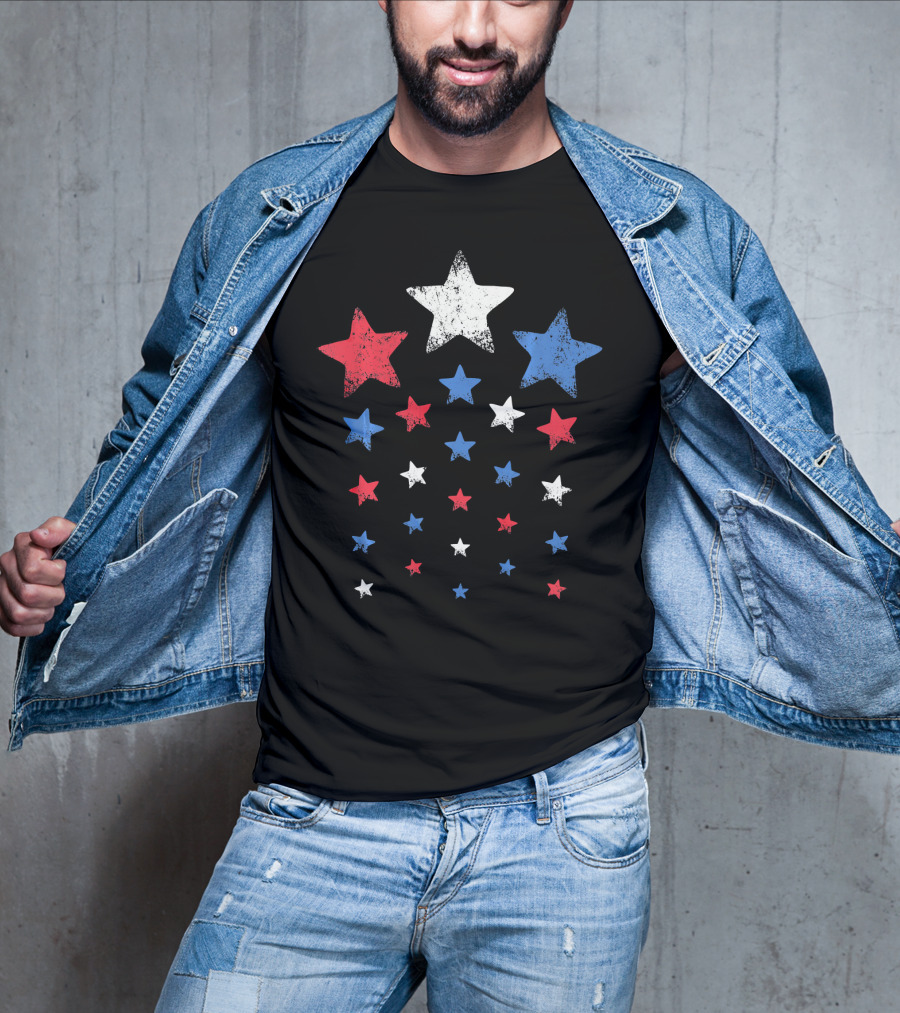New Years Eve Patriotic Red White Blue Stars T-Shirt