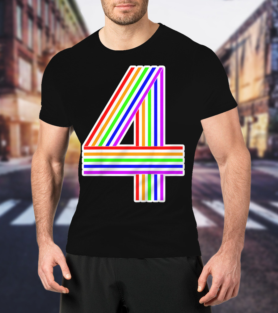 Kids Happy Family Clothing Rainbow Number 4 T-Shirt
