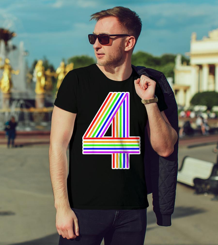 Kids Happy Family Clothing Rainbow Number 4 T-Shirt