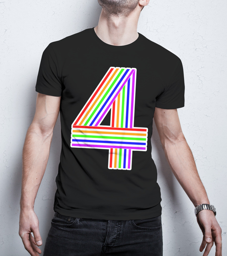 Kids Happy Family Clothing Rainbow Number 4 T-Shirt