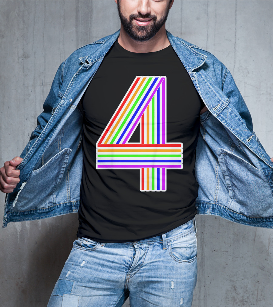 Kids Happy Family Clothing Rainbow Number 4 T-Shirt