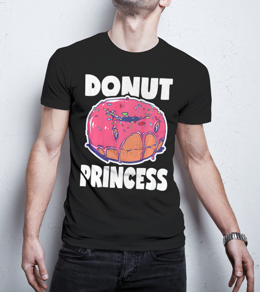 Donut Princess Vintage Baked Fried Cake Pink Sprinkles Fun T-Shirt