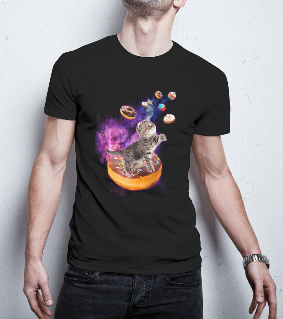Abyssinian Cat Floating In Space With Donuts Kit T-Shirt