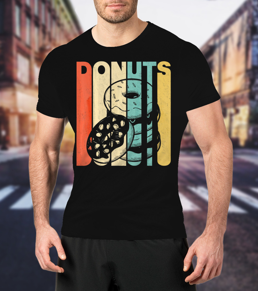 Vintage Retro Donuts Striped T-Shirt