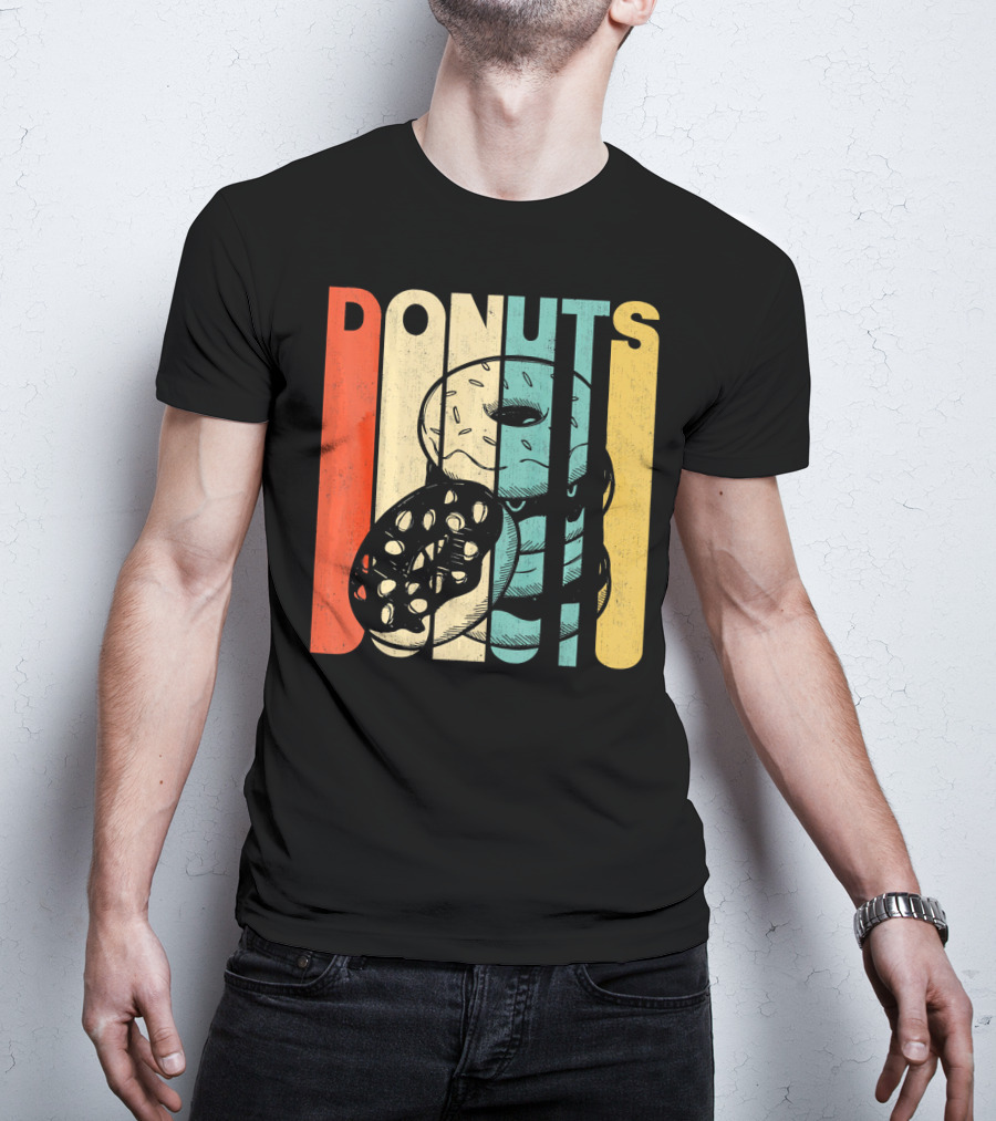 Vintage Retro Donuts Striped T-Shirt