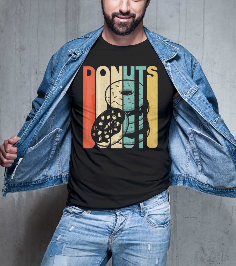 Vintage Retro Donuts Striped T-Shirt