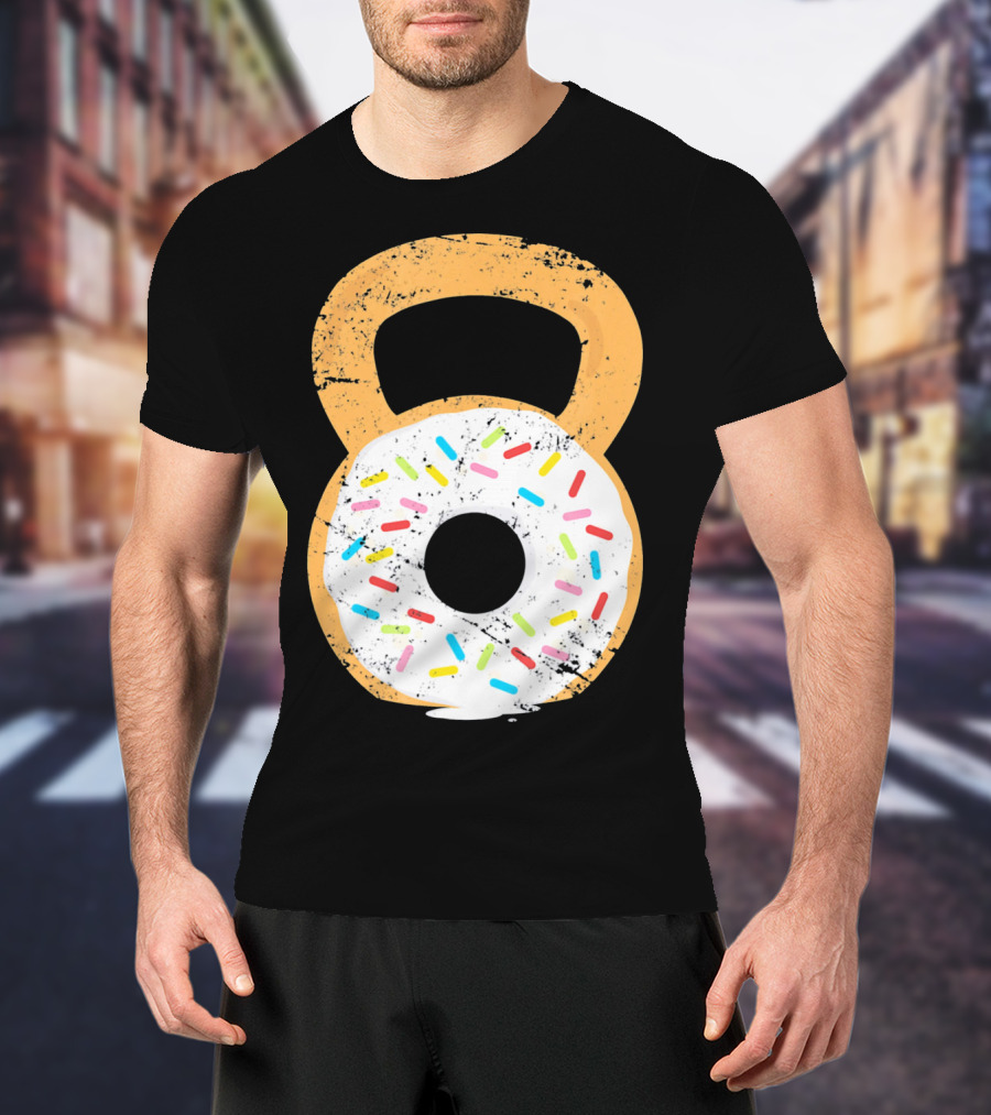 Kettlebell Doughnut With Sprinkles Fitness Humor T-Shirt