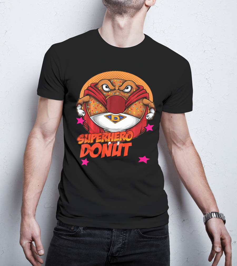 Superhero Donut I Love Donuts SuperDonut Comic Style Fun T-Shirt