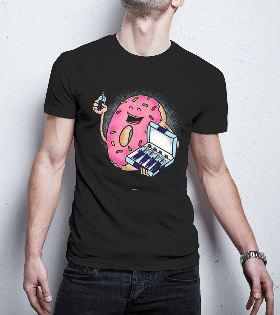 Funny Donut Holding Mini Cops With Sprinkles T-Shirt