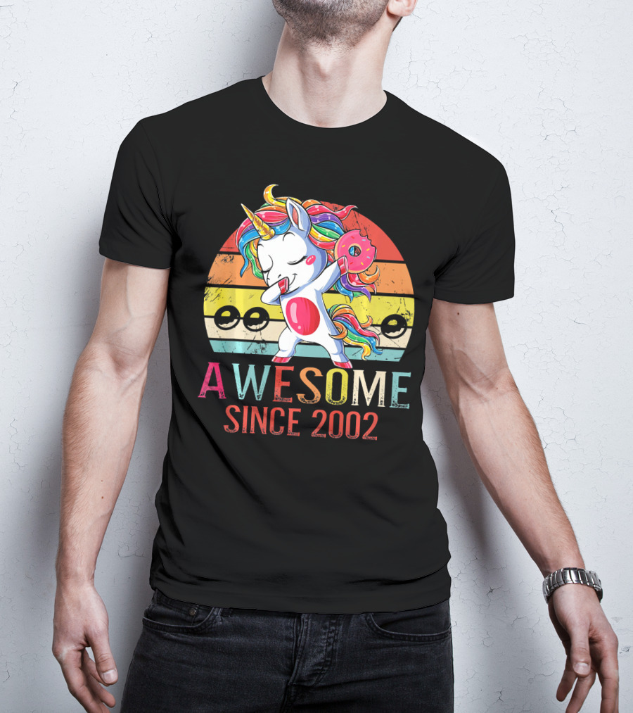 Awesome Unicorn Dabbing Donut Since 2002 T-Shirt